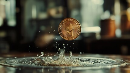 Slow-motion shot of a coin being tossed to determine heads or tails.