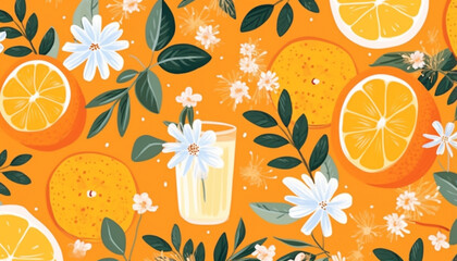 Orange background pattern and juice