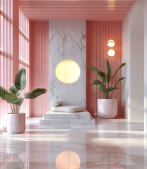 Canvas Print - Pink Modern Minimalist Interior Design