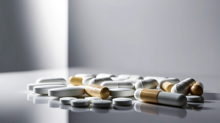 Capsules and Tablets Captured in Macro Detail Focusing on medicines