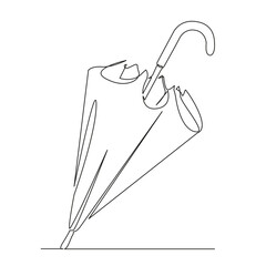 One continuous single drawing line art flat doodle umbrella, protection, open, rain, parasol, weather, no people, isolated. Isolated image hand draw contour on a white background