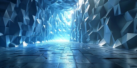 Canvas Print - Blue futuristic sci-fi tunnel