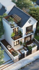 Poster - Modern House Exterior Design Illustration