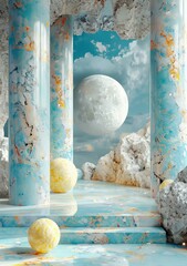 Wall Mural - Abstract Celestial Architecture with Marble Columns