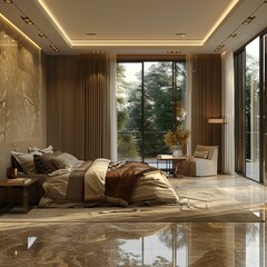 Sticker - Modern Luxurious Bedroom Interior Design Illustration