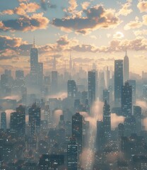 Poster - Futuristic Cityscape at Dawn