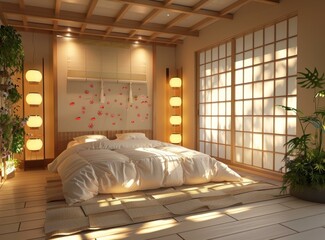 Poster - Peaceful Japanese Bedroom Interior Design