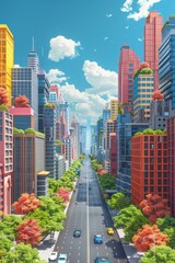 Wall Mural - Colorful Urban Skyline Illustration