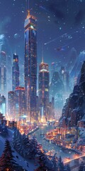 Poster - Futuristic Cityscape at Night