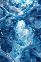 Canvas Print - Abstract Blue Cellular Structure Design