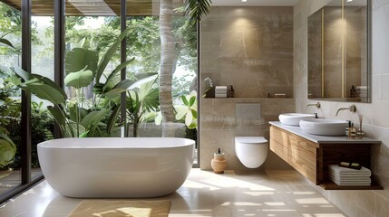 Sticker - Modern Tropical Bathroom Interior Design