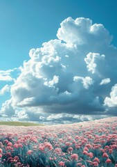 Canvas Print - Colorful Field Under a Dramatic Sky