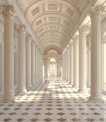 Wall Mural - Elegant Palace Corridor with Columns