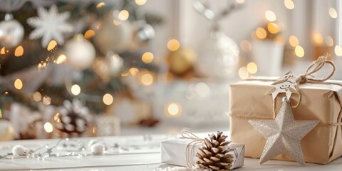 Wall Mural - immerse yourself in a luxurious christmas ambiance with sophisticated decorations, creating a warm a