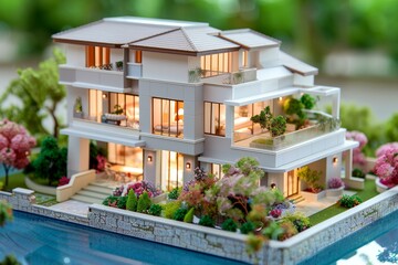 Wall Mural - Miniature Model of a Modern Residential Home