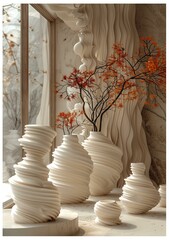 Wall Mural - Modern Abstract Ceramic Vases Displayed in a Stylish Interior