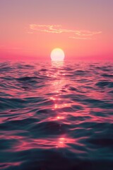 Canvas Print - Pink Sunset Over the Ocean