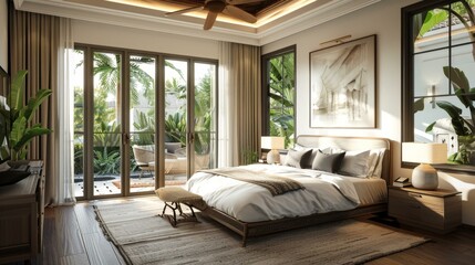 Sticker - Modern Bedroom with Tropical View