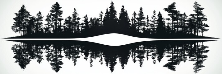 In a black logo on white ground are waveform trees in a forest