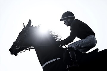 A horse racer isolated on a transparent background, a horse racing png image,