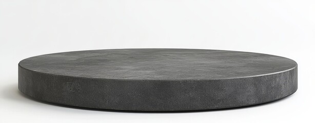 A concrete stone podium stage advertising platform with an empty pedestal product display placement or blank presentation shelf mockup on a gray background.