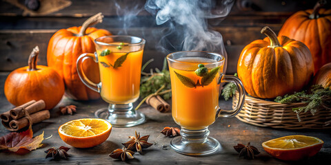 Festive cocktail rimmed with sugar and topped with lime and orange zest, served on a festively decorated table. Halloween concept 