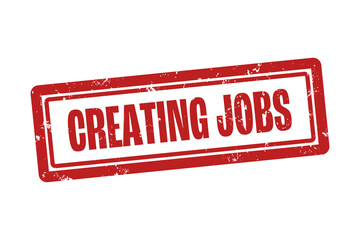 Creating Jobs. A red stamp isolated on white background.