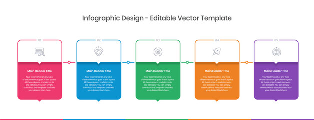 Poster - five step Infographics Design Template, Chart diagram, Graph, Pie chart, workflow layout, squire diagram, report, presentation design elements illustration, Process diagram in white background