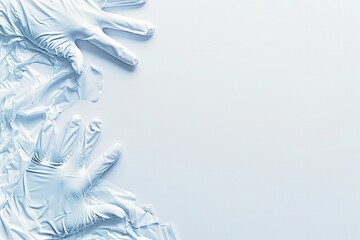 Poster - Sterile medical gloves are positioned on a plain white background, emphasizing cleanliness and readiness for medical applications. Generative AI