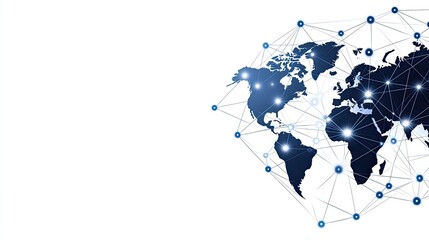 Wall Mural - the design features an abstract world map with intricate details, showcasing global network connecti