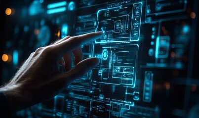 Man hand using cybersecurity interface