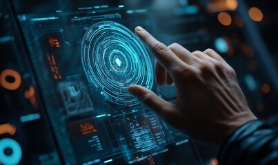 Man hand using cybersecurity interface