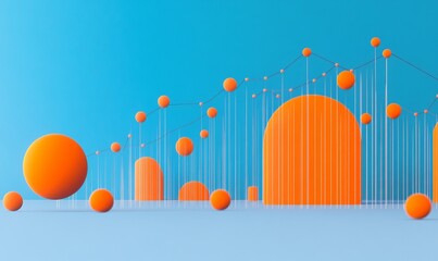 orange charts on blue background