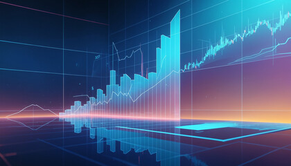 Futuristic Financial Growth Chart with Neon Effects 