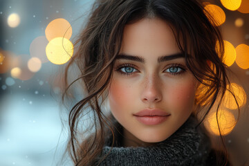 Wall Mural - bokeh lights in the background of a portrait, adding a dreamy, soft effect to the scene. concept of 