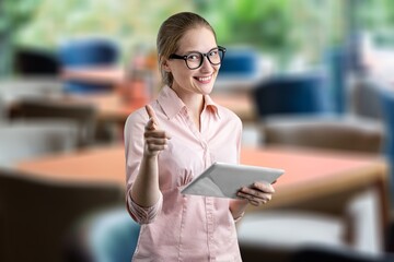 Canvas Print - Young person using tablet computer