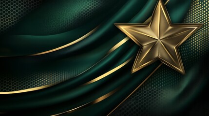 Wall Mural - A textured green background with a prominent golden star, suggesting themes of achievement or military honor.