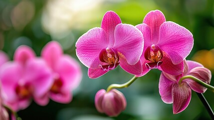 Canvas Print -  A pink close-up flower is surrounded by other flowers in the background and has a blurry background