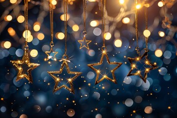 Wall Mural - create a festive and warm ambiance at your celebrations with twinkling star ornaments and festive li