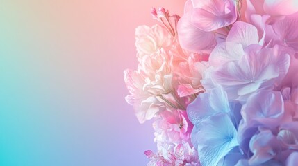 Wall Mural - A vibrant arrangement of pastel-colored flowers against a soft gradient background.