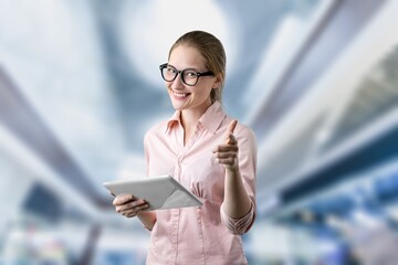 Canvas Print - Young person using tablet computer