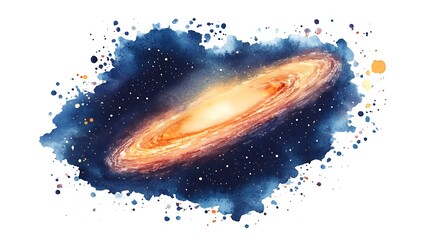 Wall Mural - watercolor galaxy illustration with stars and space background
