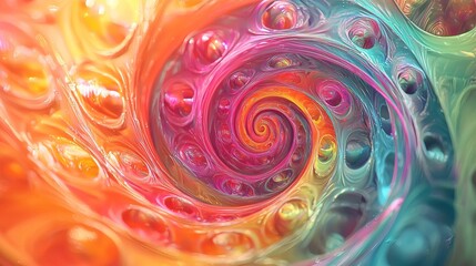 Canvas Print - A mesmerizing spiral of vibrant, candy-like fractals emerging from the center