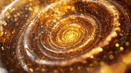 Canvas Print - a microscopic look inside a vat of mead where you can see spirals of golden bubbles and ripples within the mead itself transforming into viking ritualistic symbols 