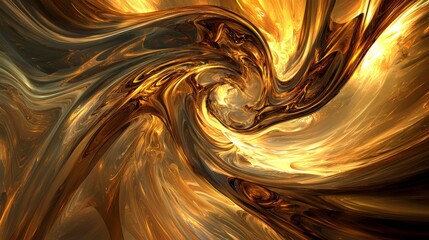 Canvas Print - bstract swirling golden vortex, resembling liquid light or a cosmic nebula in warm gold and amber tones