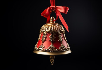 Christmas bell isolated on black background. Christmas concept