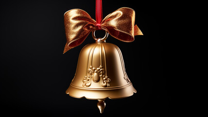 Christmas bell isolated on black background. Christmas concept