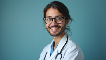 portrait of a smiling young caucasian doctor