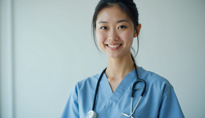 young asian female doctor with stethoscope