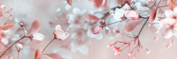 Sticker - Delicate flowers bloom in soft pastel hues, enhancing a tranquil environment ideal for relaxation and inspiration during springtime. Generative AI